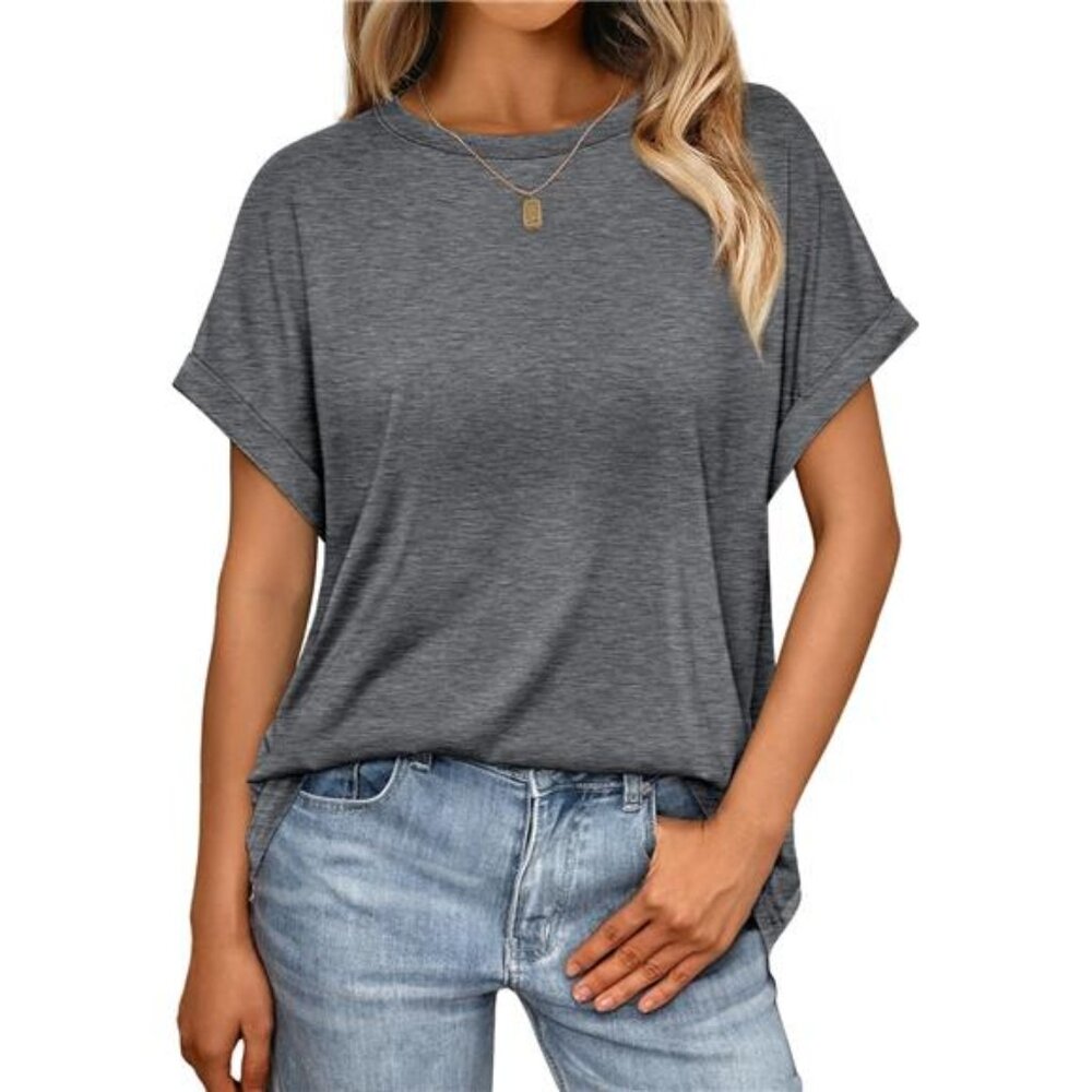 Womens Summer Tops Outfits Spring Casual Dressy T Shirts Workout Dark Grey